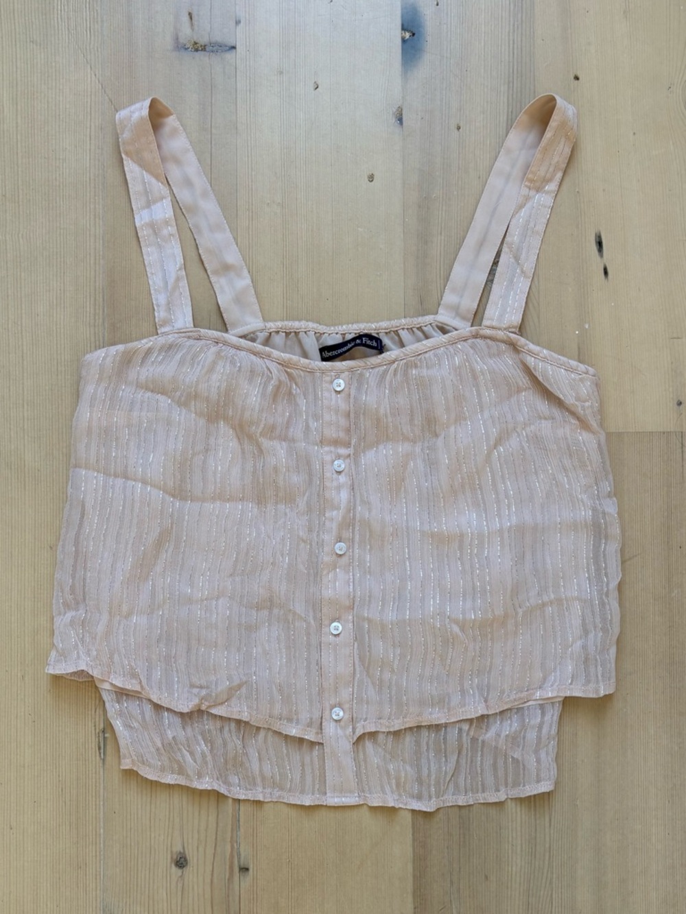Abercrombie & Fitch Peachy Pink and Silver Thread Layered Button-Front Camisole